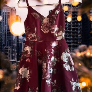Floral Burgundy Dress